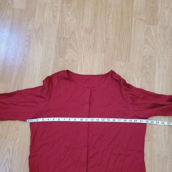 HUGO BOSS| 'Burana' Stretch Silk Blouse - size 10 in Dark Red - Picture 11 of 14